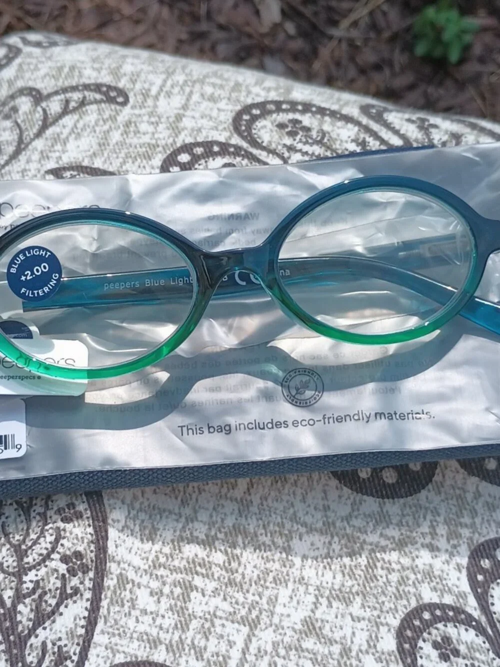 Reading Glasses by Peepers (Filly), +2.00 strength, teal/green ombre color, NWT